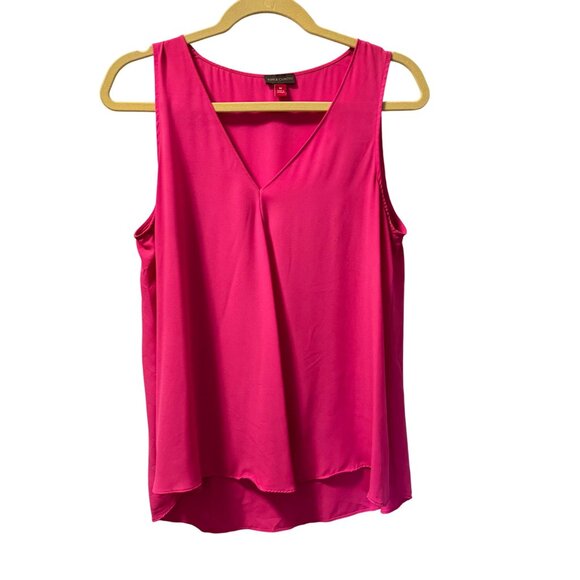Vince Camuto Womens Sleeveless V-Neck Top Sz M Pink Polyester blouse - Picture 1 of 10
